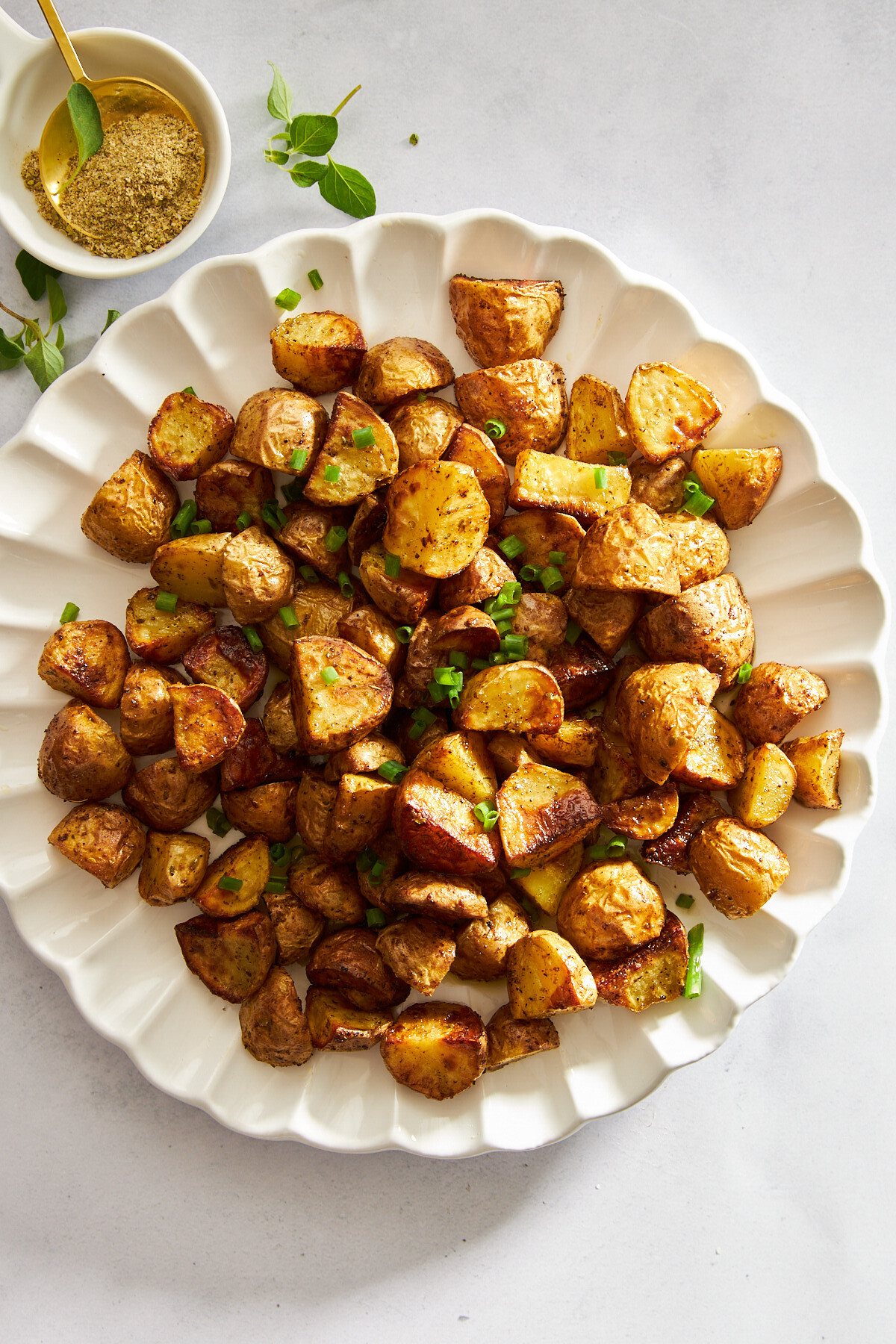 Air Fryer Greek Potatoes at the Table