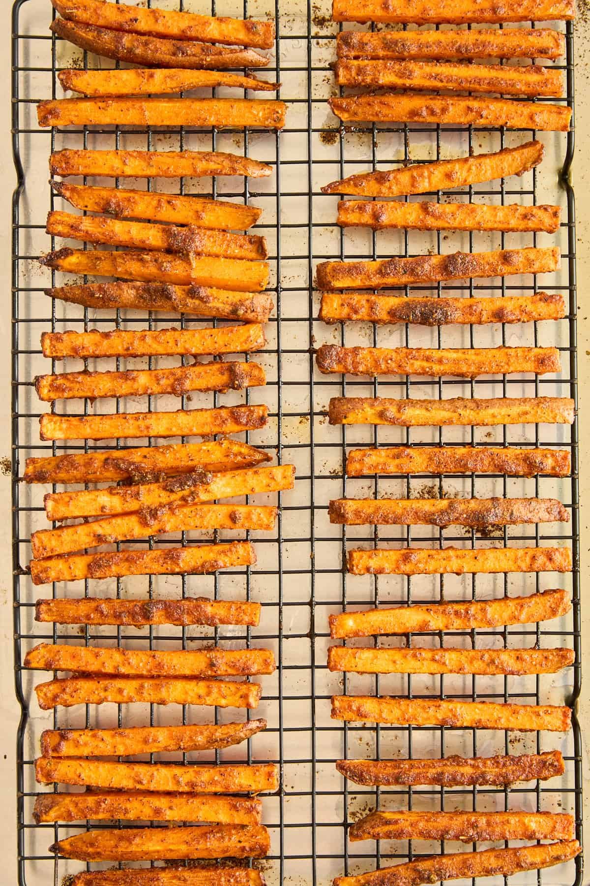 Oven Baked Sweet Potato Fries on a baking sheet.