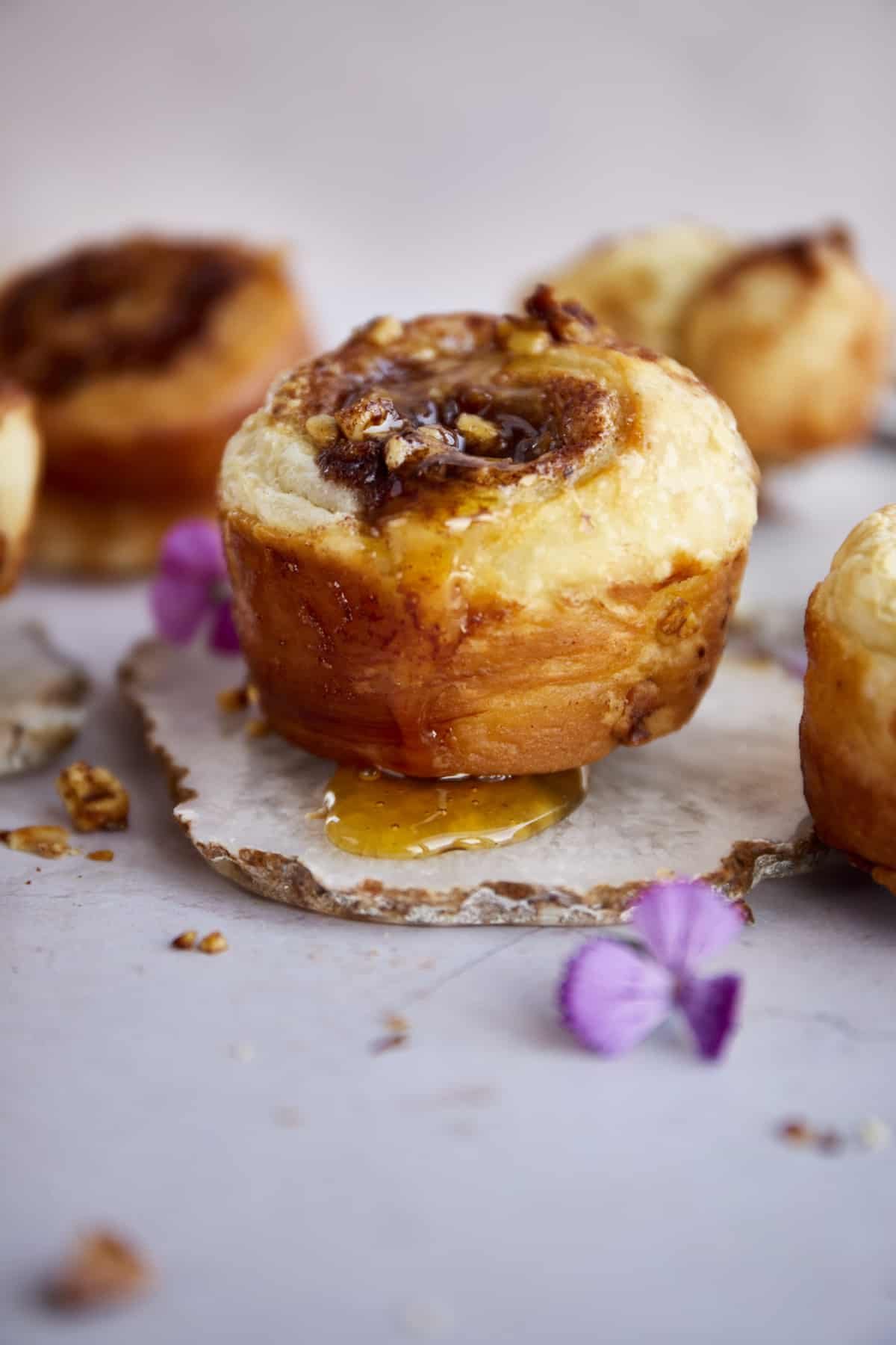 Baklava Puff Pastry Cinnamon Rolls at the Table