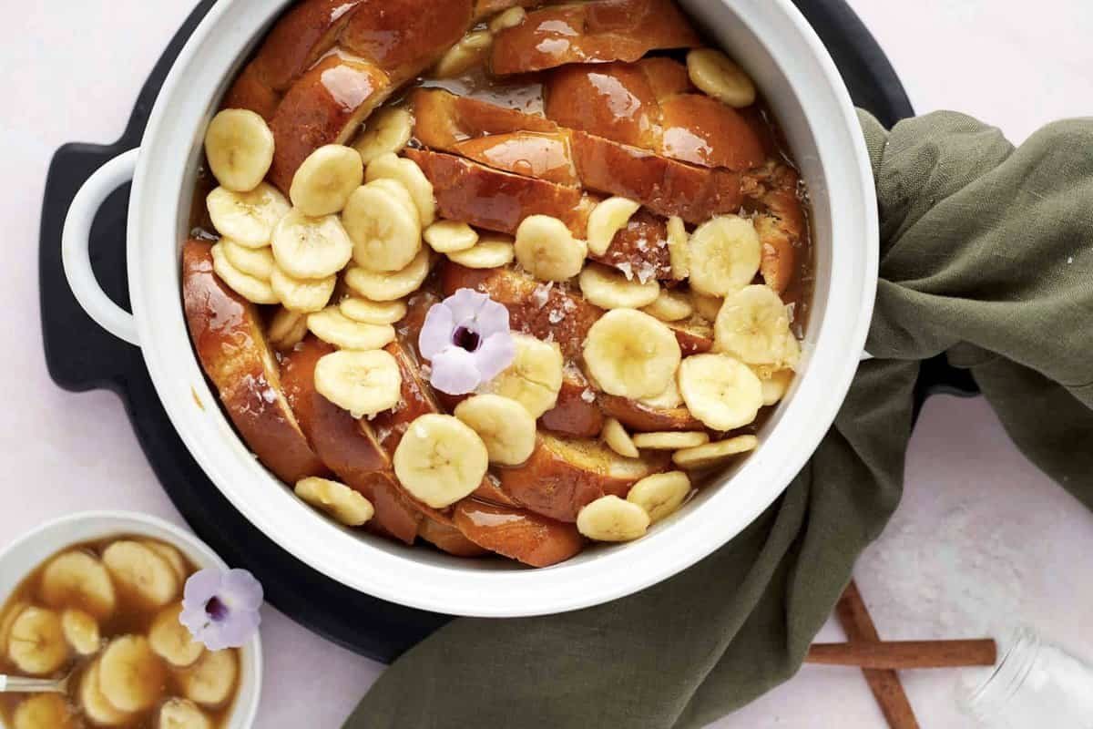 Bananas Foster French Toast at the Table