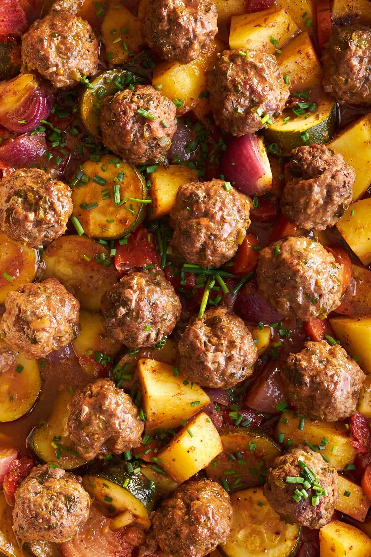 Close up image of beef kofta bake.