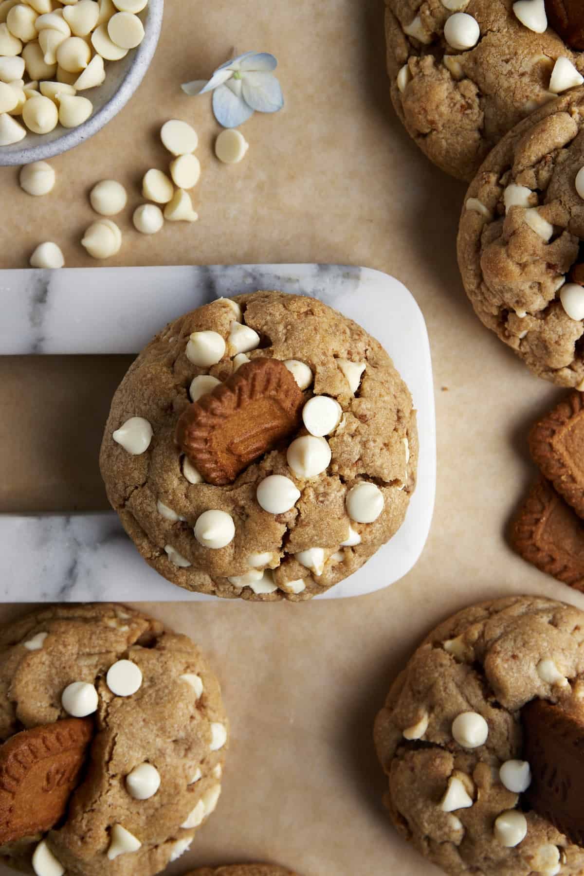 Crumbl Copycat: White Chocolate Chip Biscoff Cookies