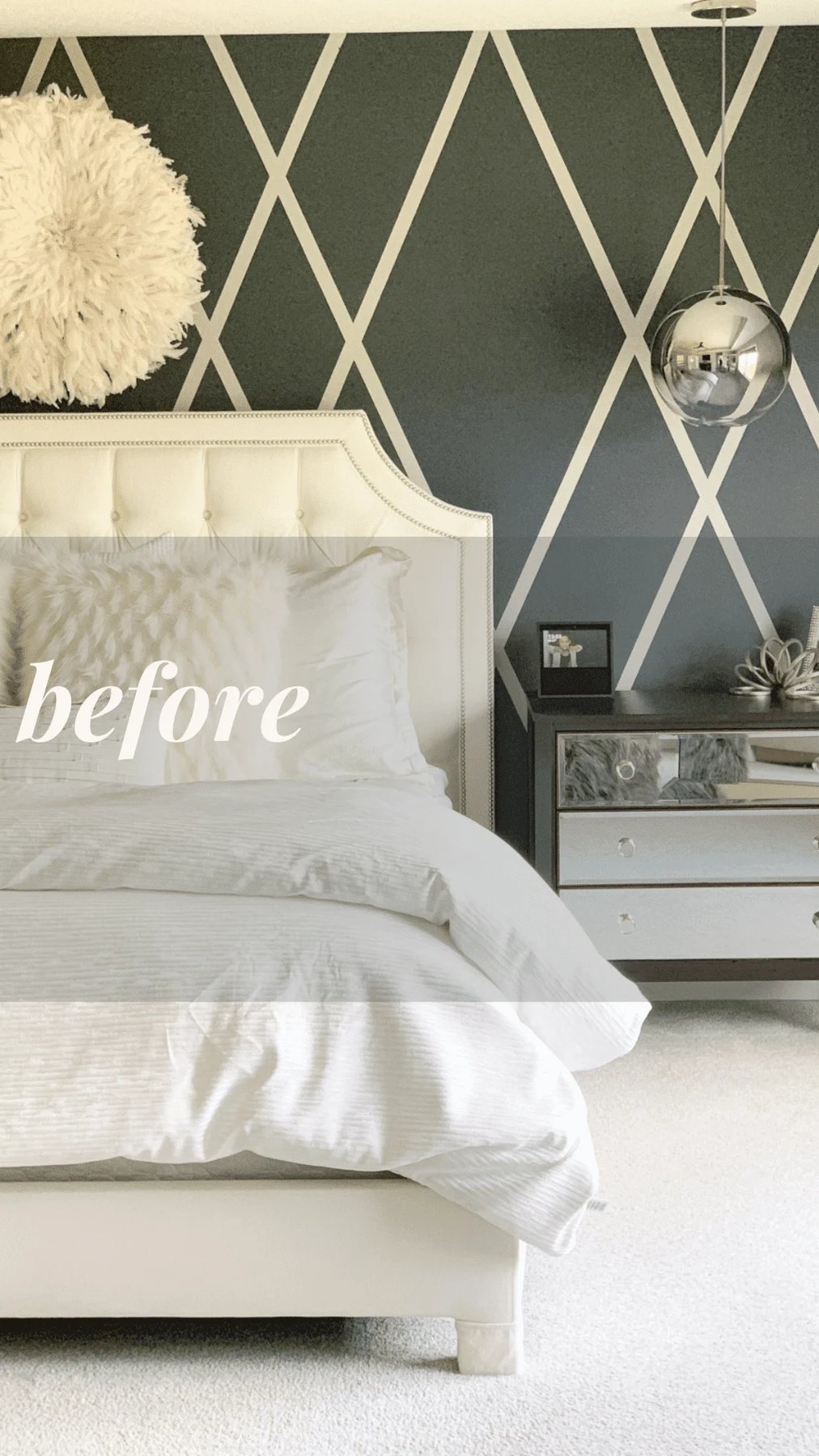 Before image of a bedroom wall.