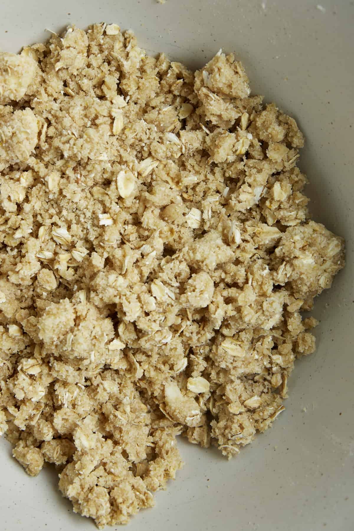An oat crisp mixture for the top of a blueberry crisp recipe.
