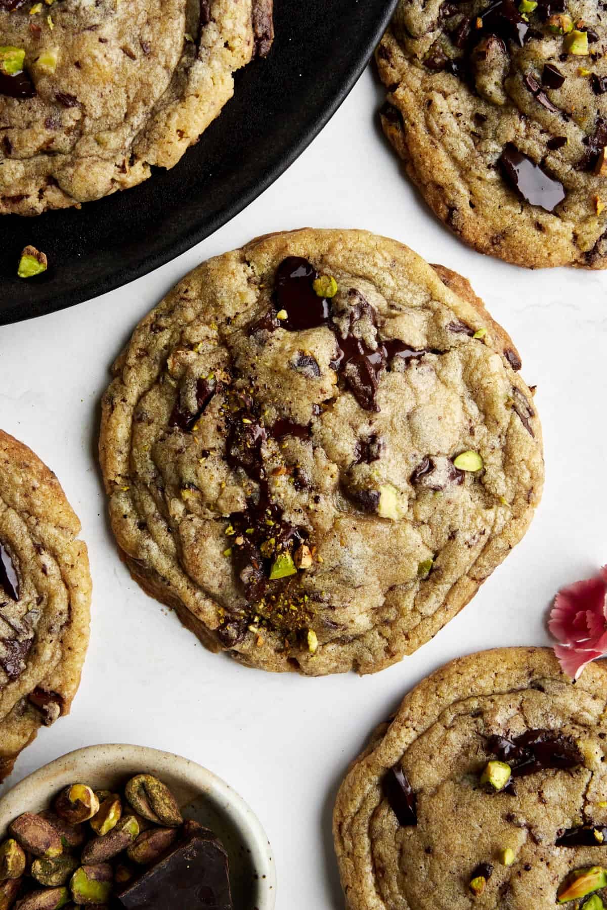 Pistachio chocolate chip cookies.