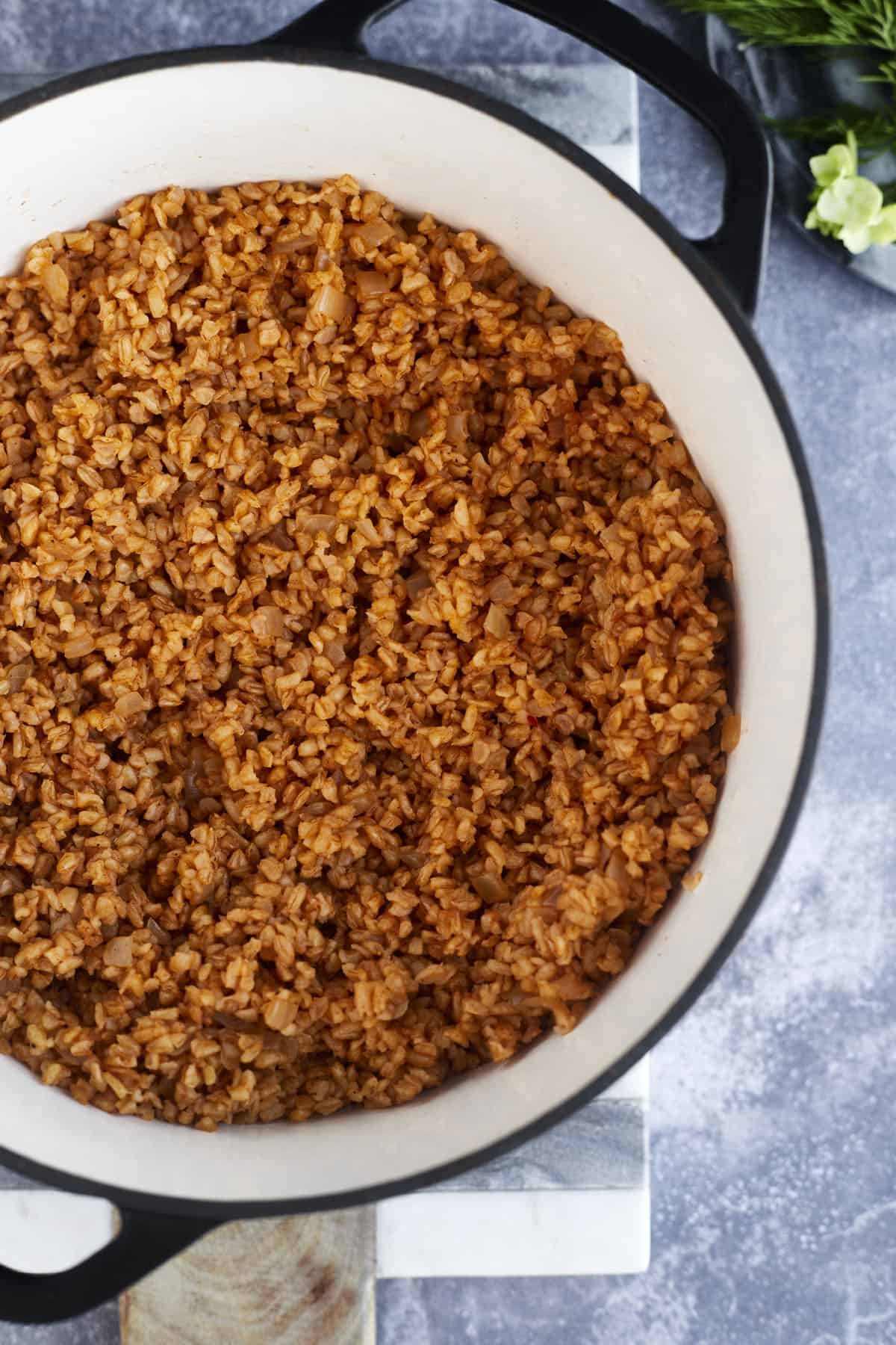 bulgur pilaf in a pot