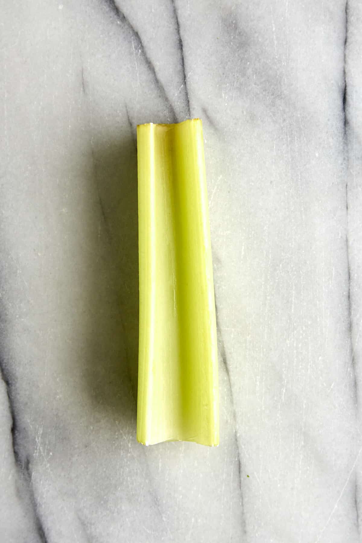 Overhead image of a celery stick.