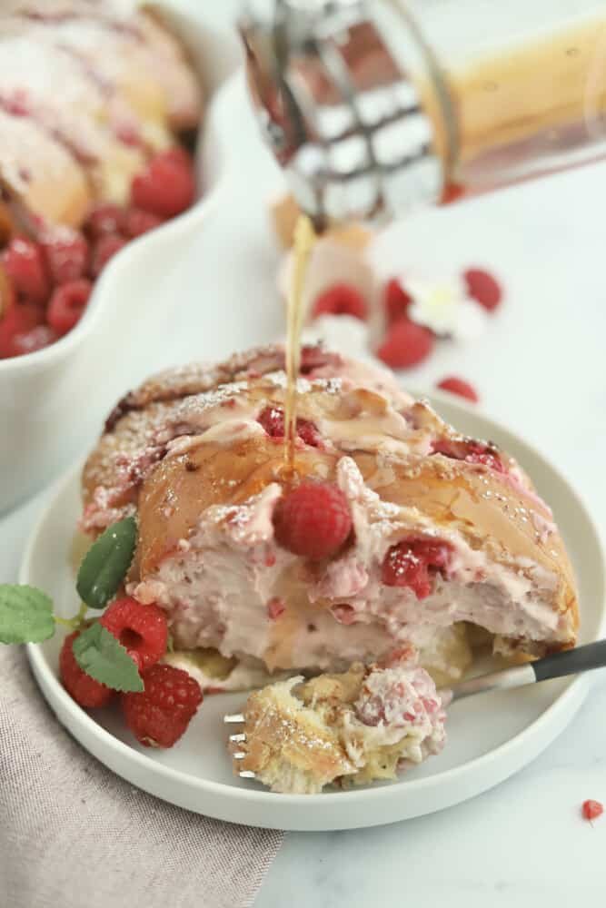 Raspberry Cheesecake Challah French Toast at the Table