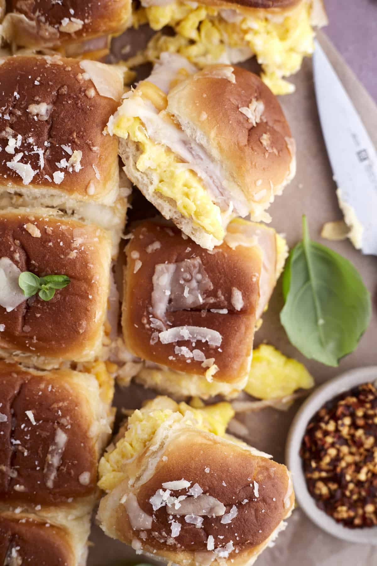 cheesy breakfast brioche sliders
