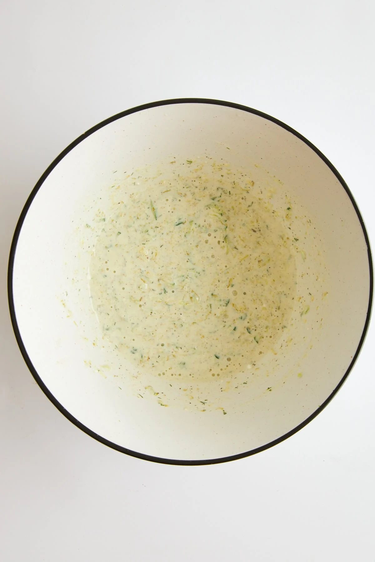 Tzatziki chicken marinade in a bowl.