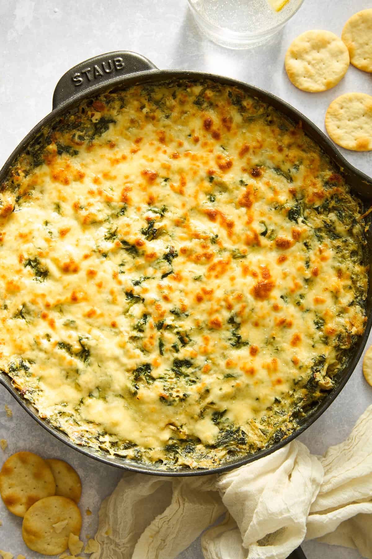 Creamy chicken spinach and artichoke dip.