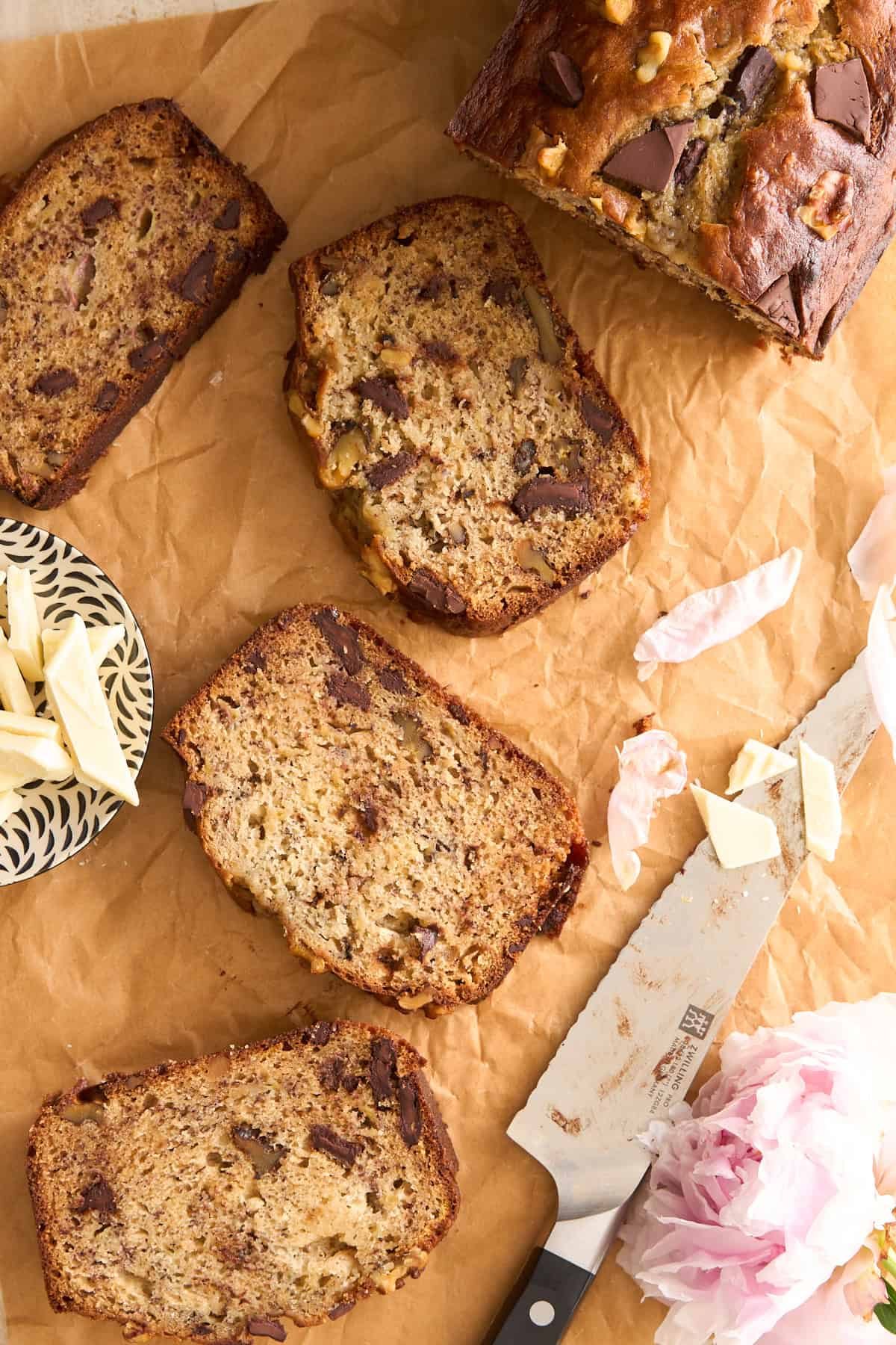 Chocolate Chip Walnut Banana Bread at the Table