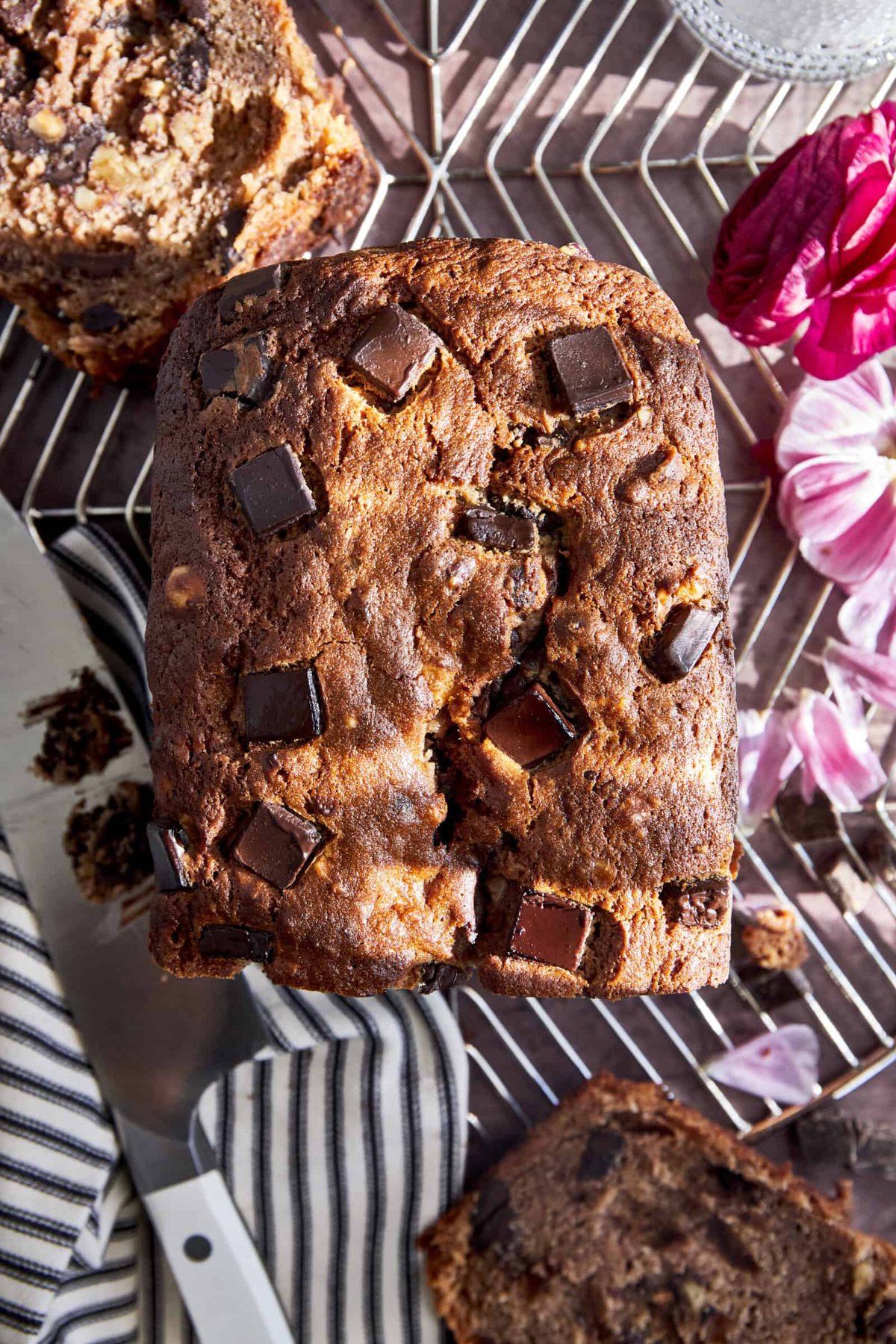 Chocolate Hazelnut Banana Bread at the Table