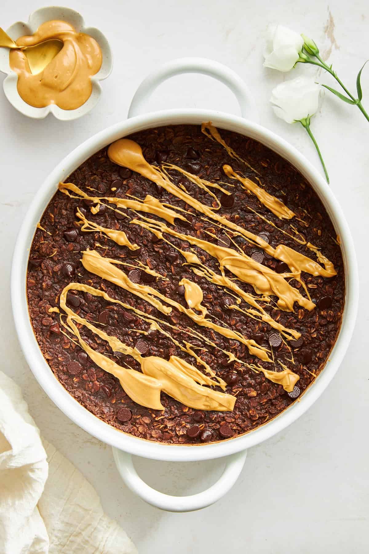 Chocolate Peanut Butter Oatmeal Bake dish