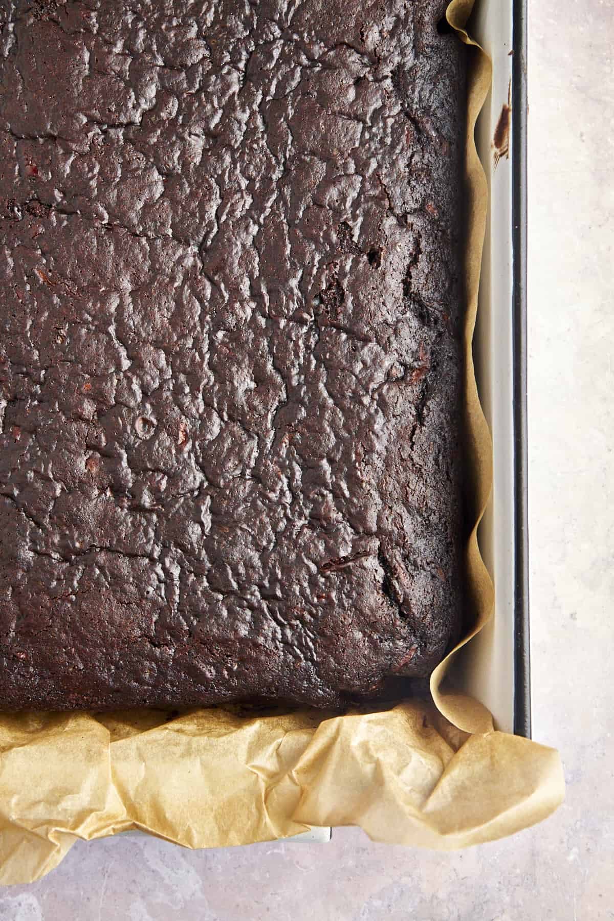 Baked chocolate zucchini cake.