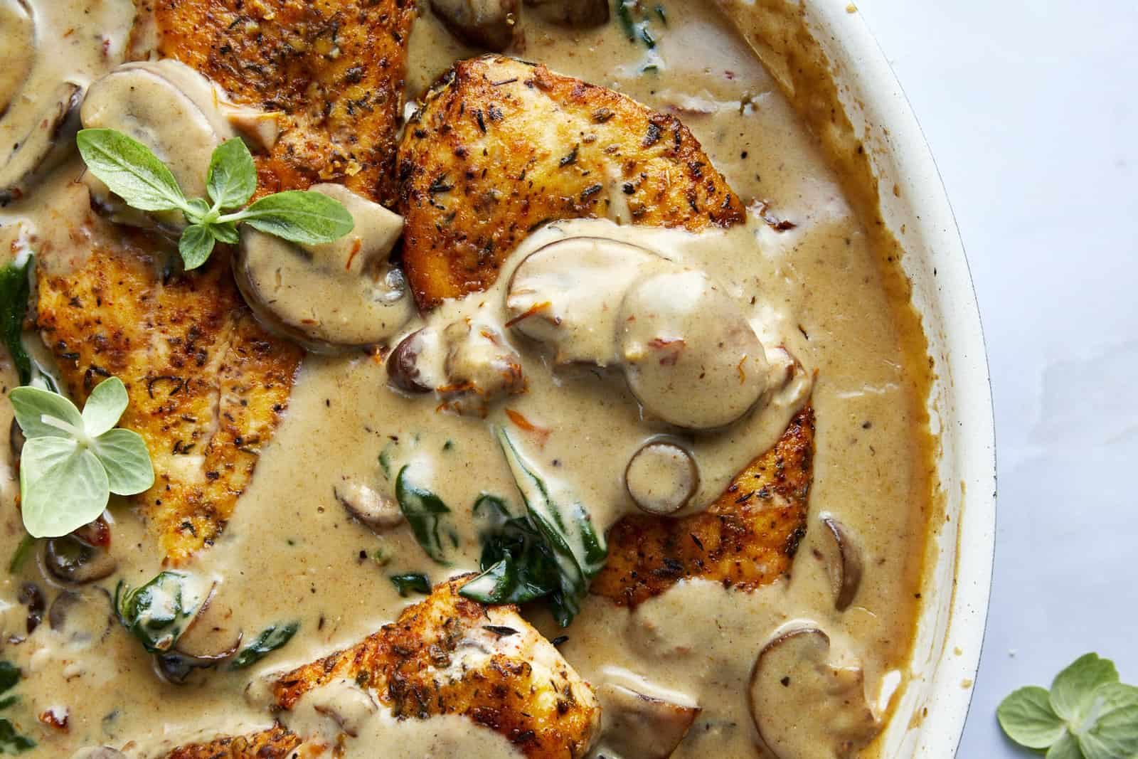 Creamy mushroom chicken.