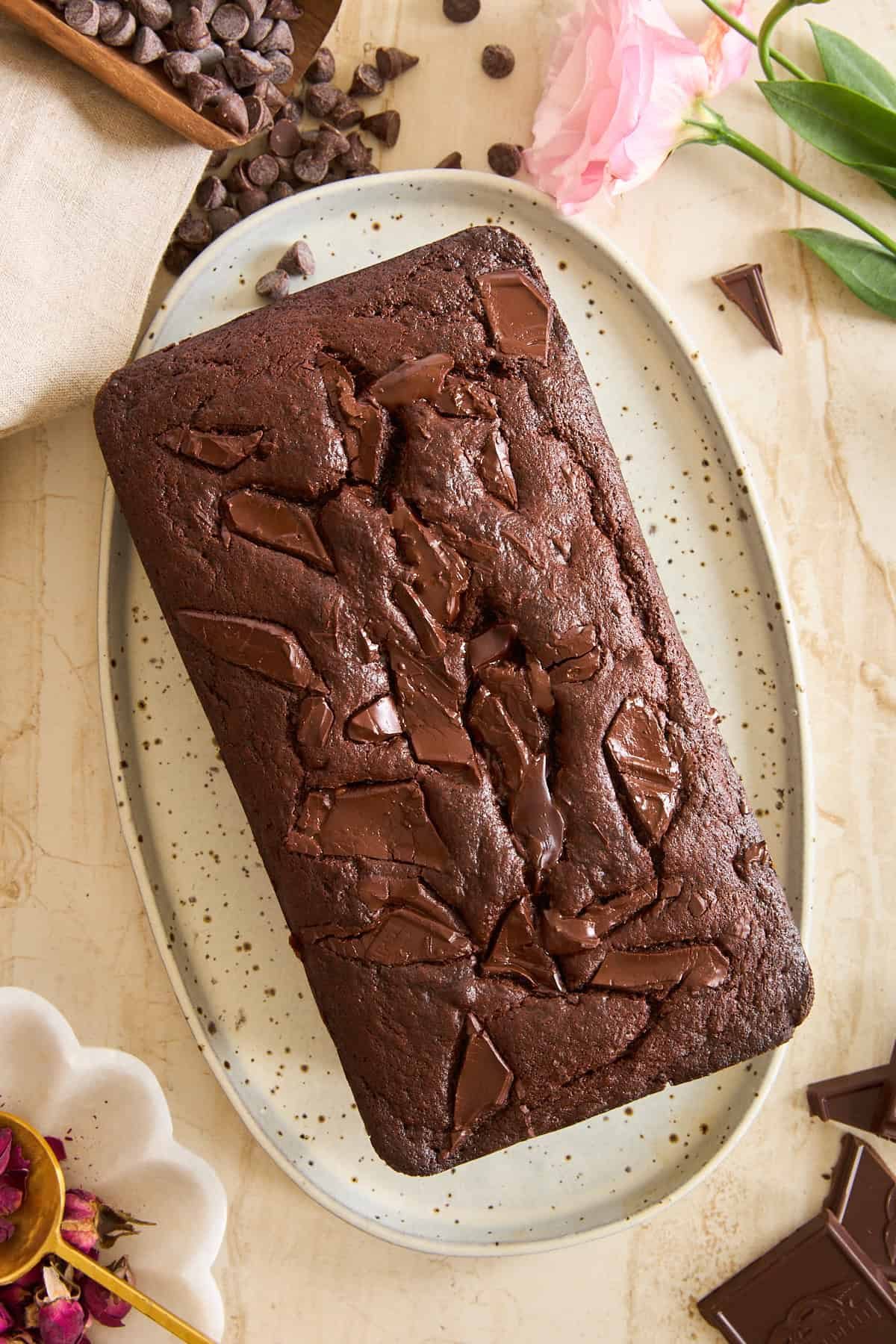 loaf of double chocolate banana bread