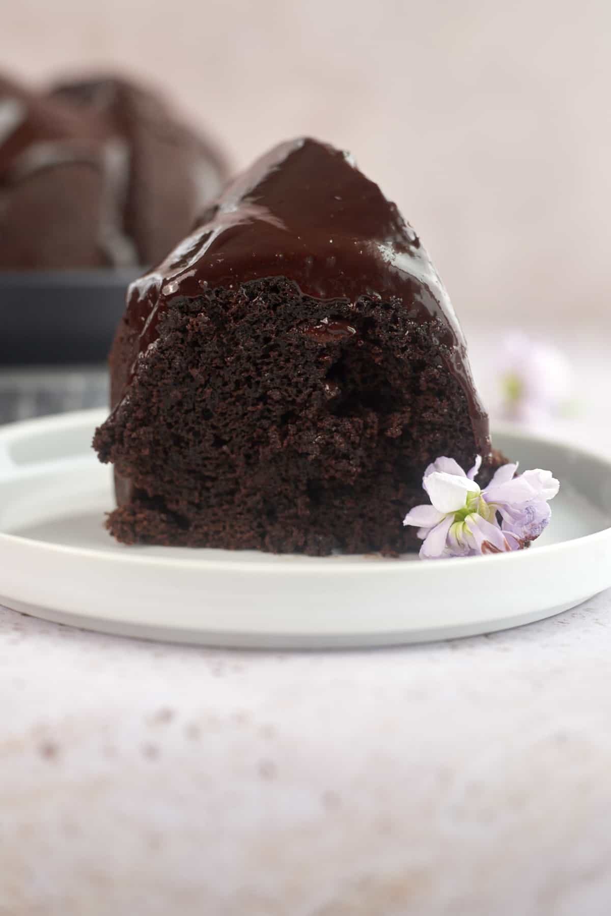 a slice of chocolate cake
