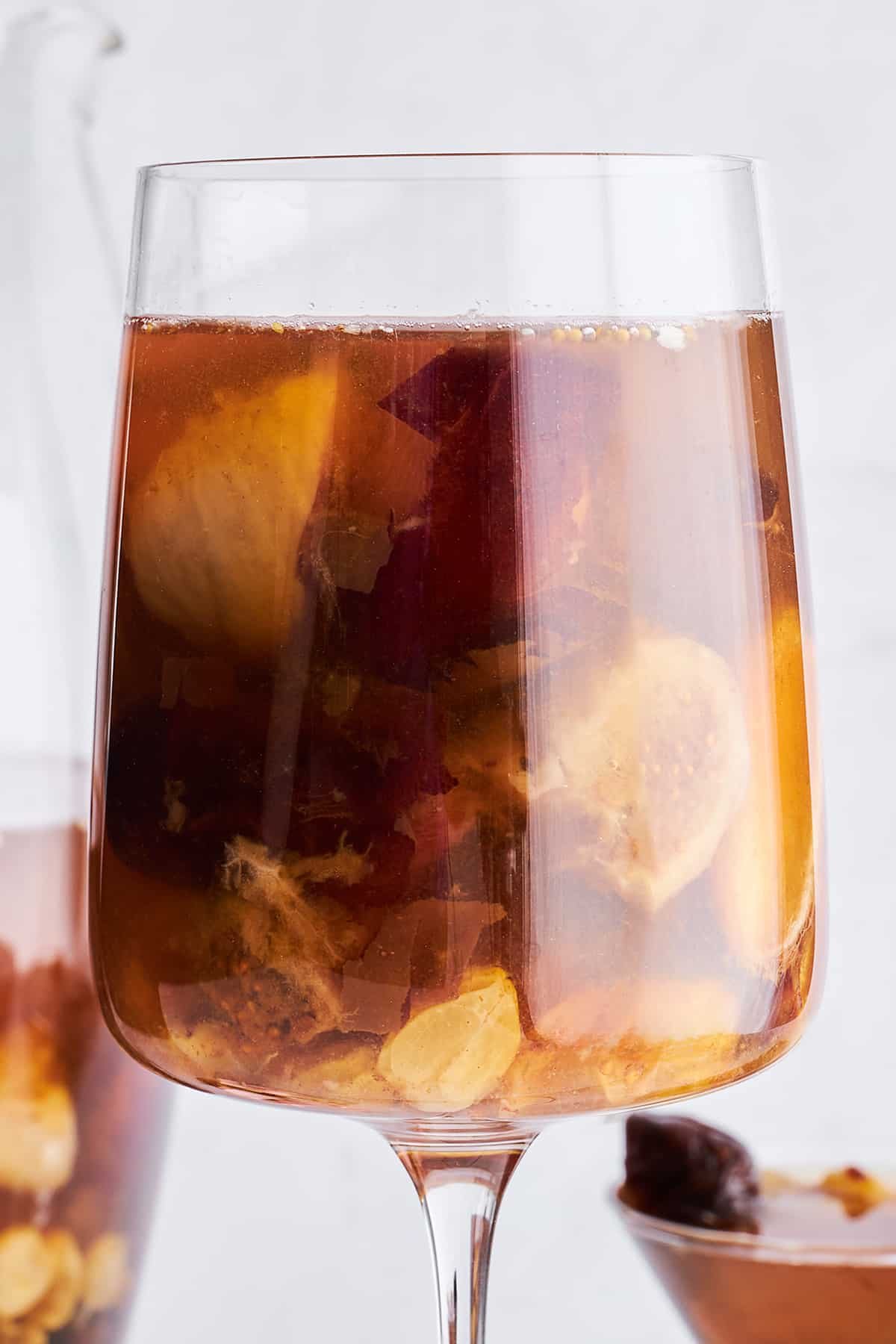 A wine glass full of khoshaf.