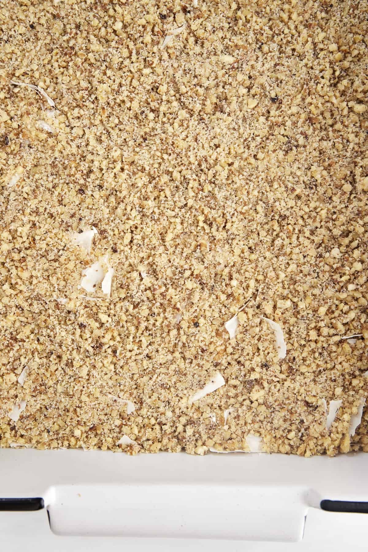Easy baklava recipe ingredients being layered.