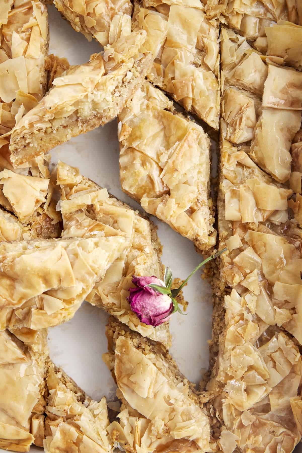Slices of an easy baklava recipe.