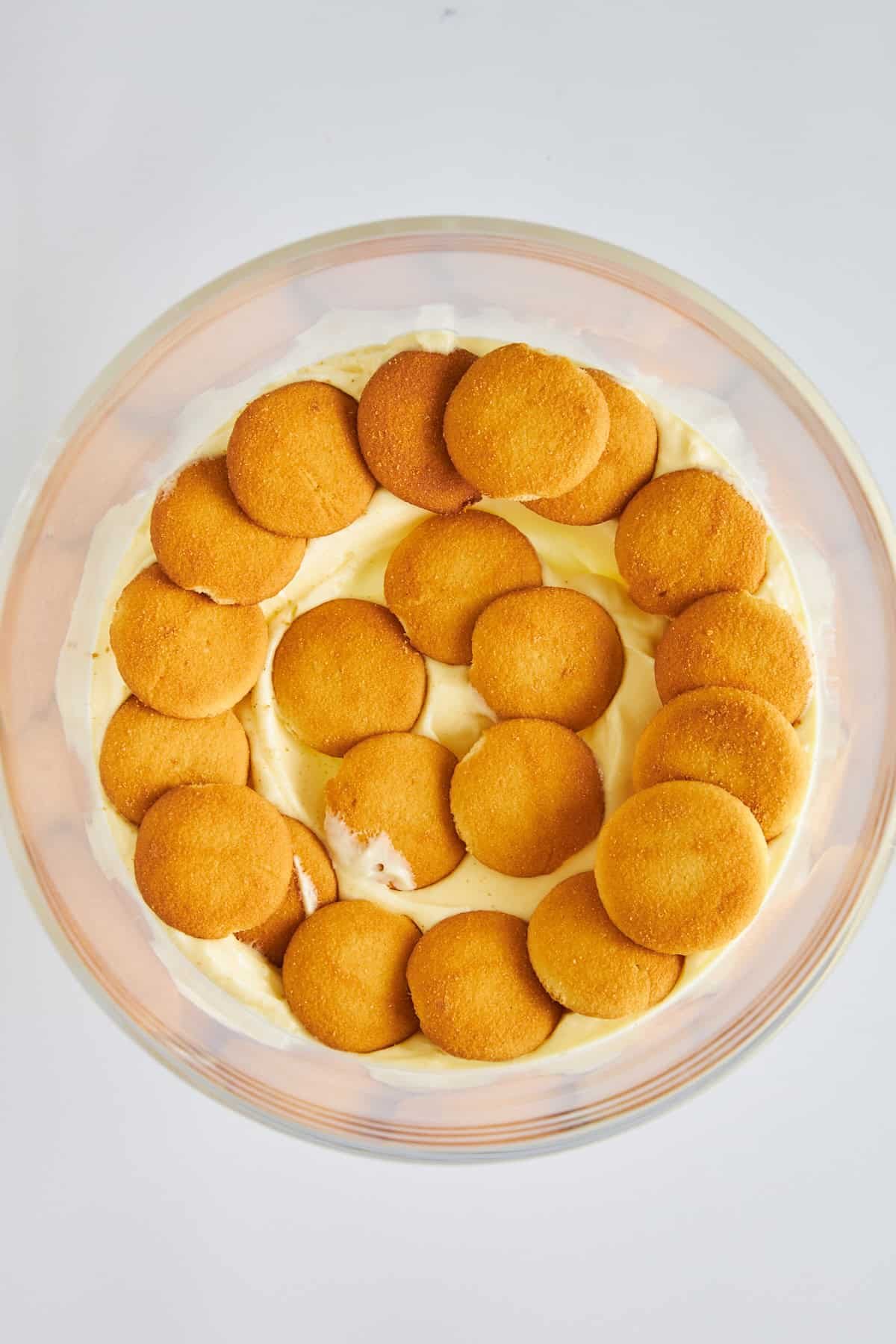 Nilla wafers layered over vanilla pudding.