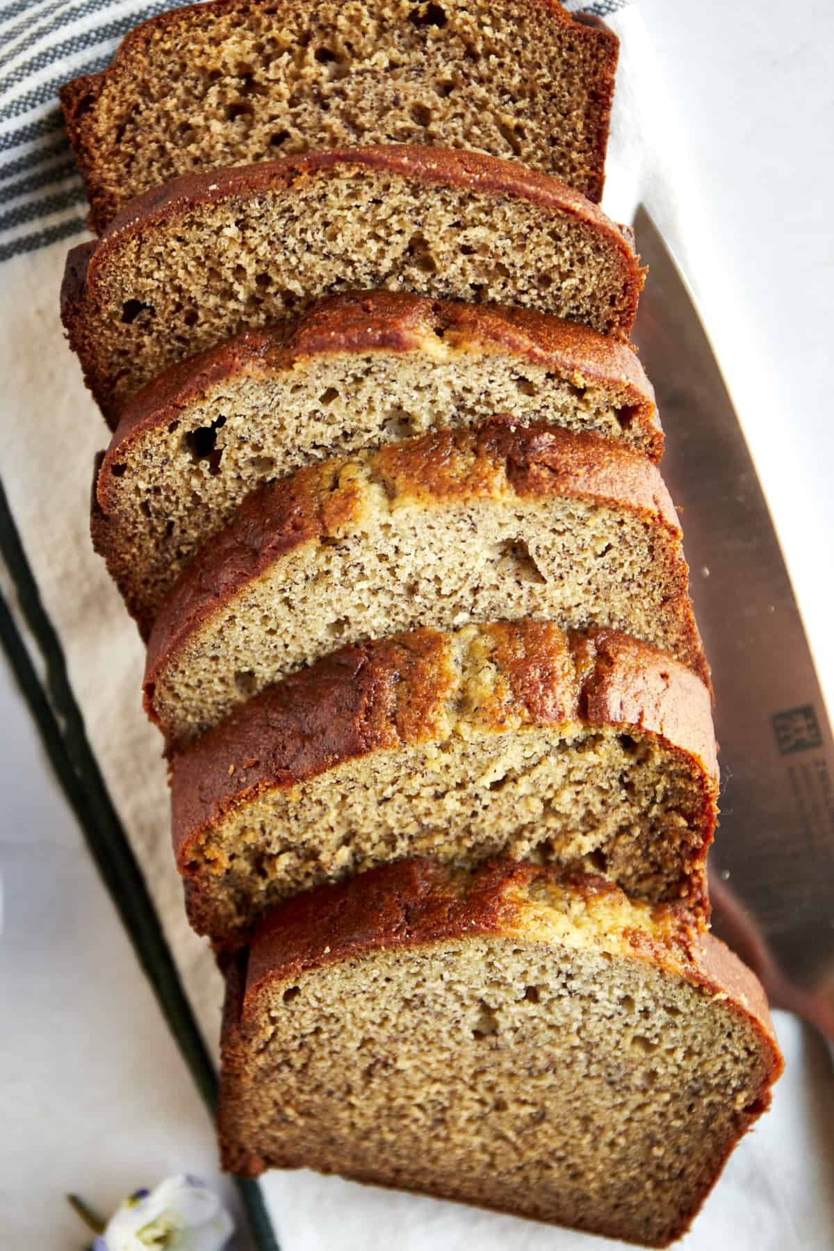 Slices of blender banana bread.