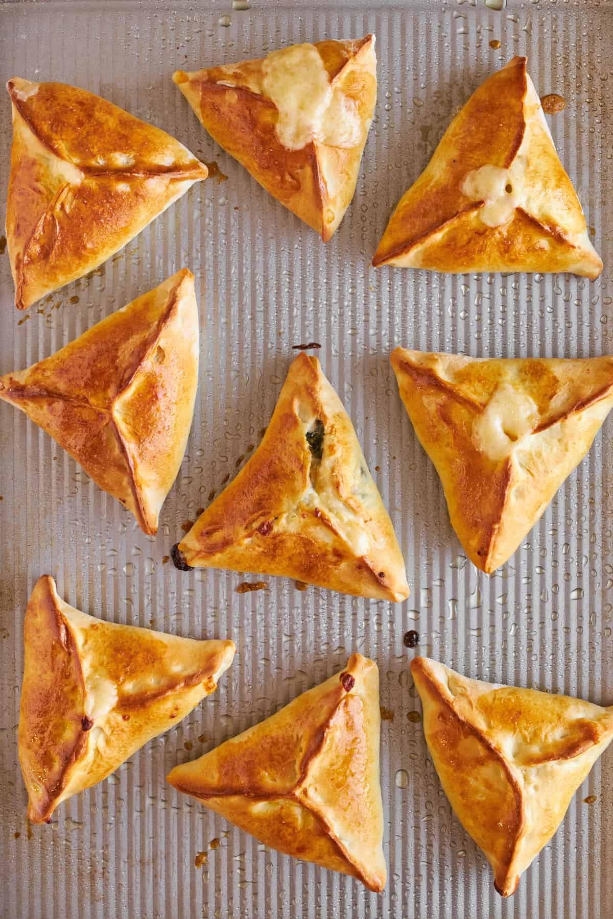 Baked spinach and cheese fatayer.