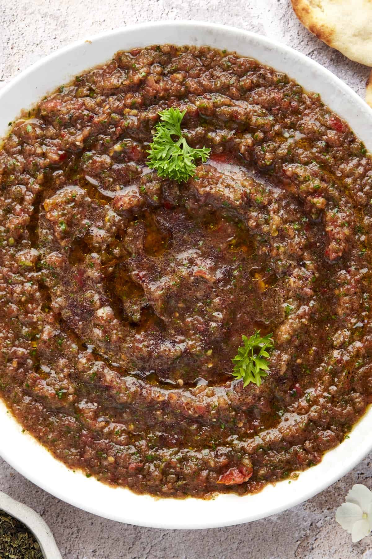 A bowl of Turkish ezme.