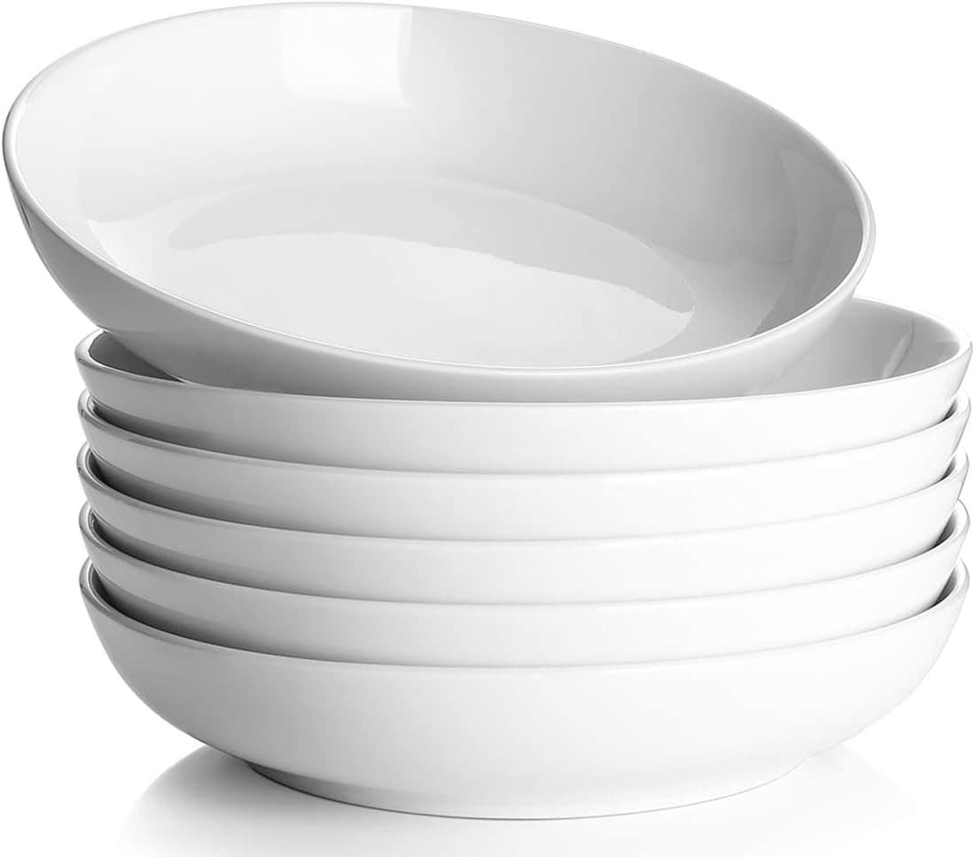 White shallow bowls.