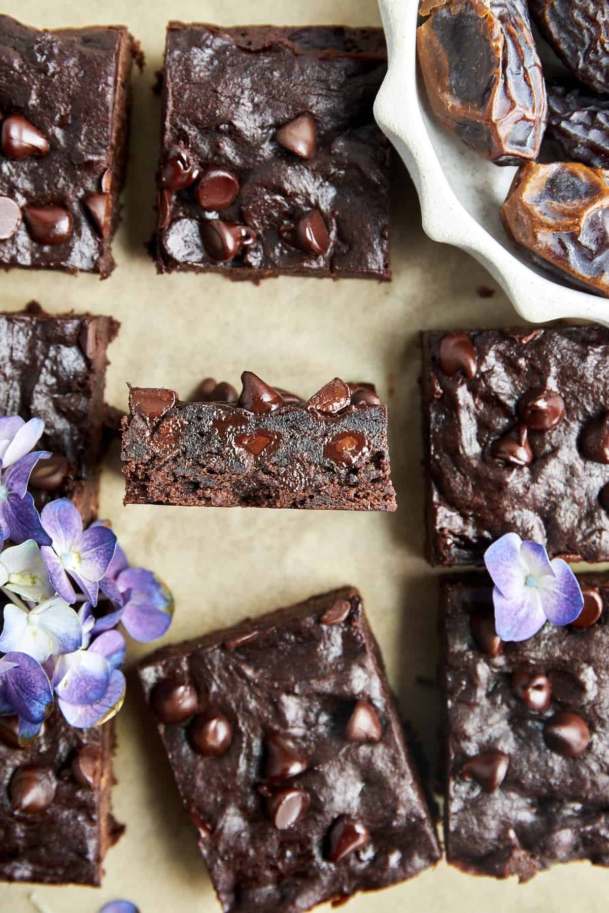 Fudgy Date Brownies at the Table