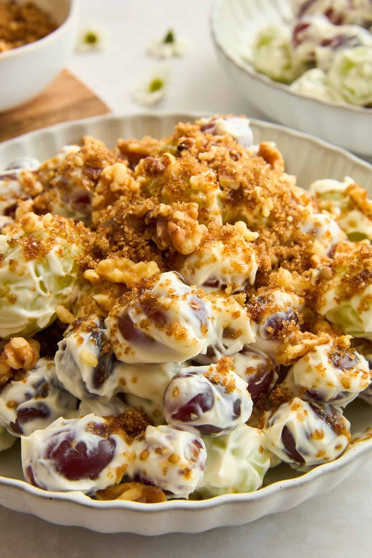 A bowl of grape salad.