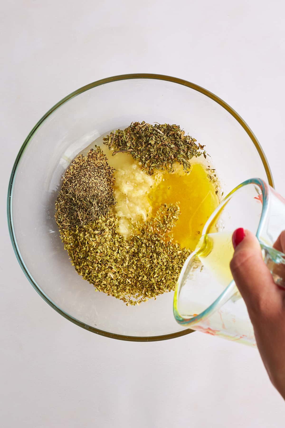 A bowl of marinade being prepared.