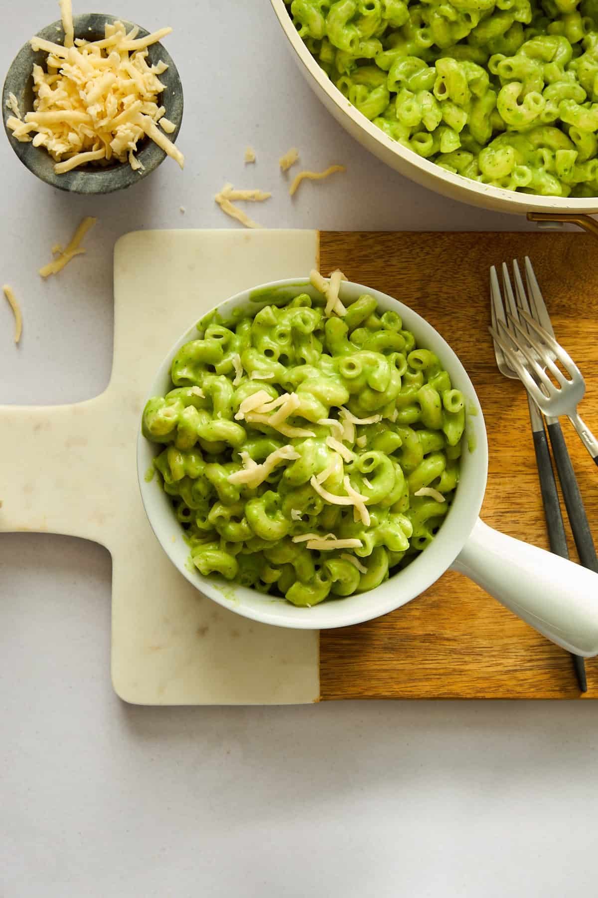 15-Minute Hidden Veggie Green Mac and Cheese at the Table