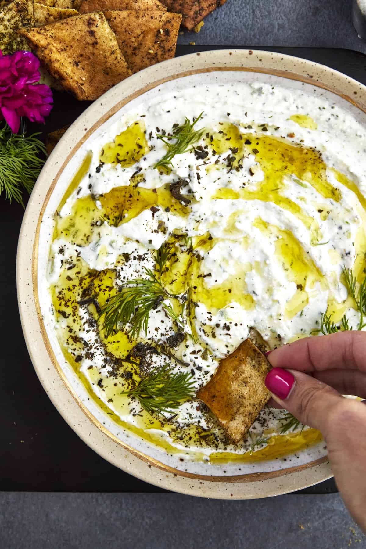 High-Protein Tzatziki with Cottage Cheese & Feta at the Table