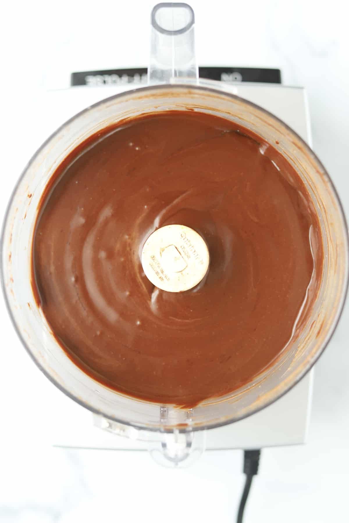 blended homemade Nutella in a food processor