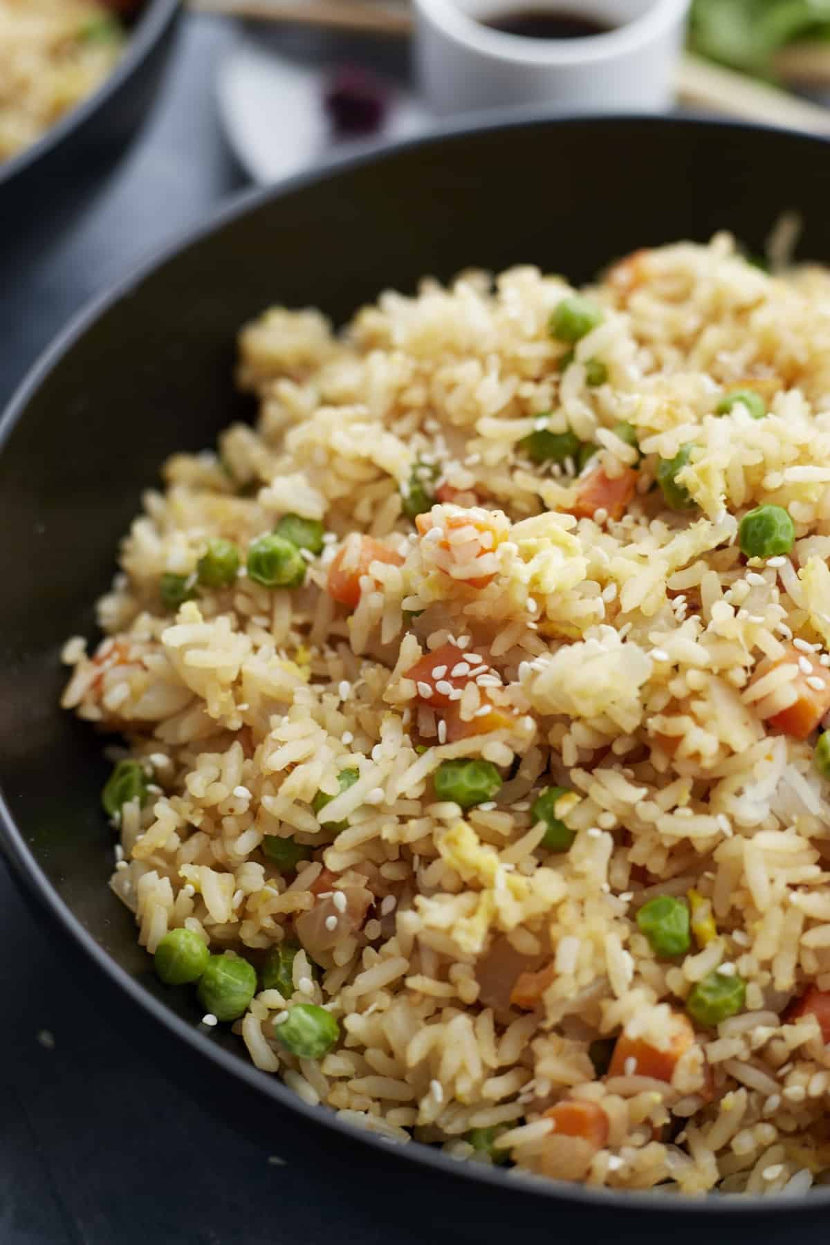 close up image of wok egg fried rice