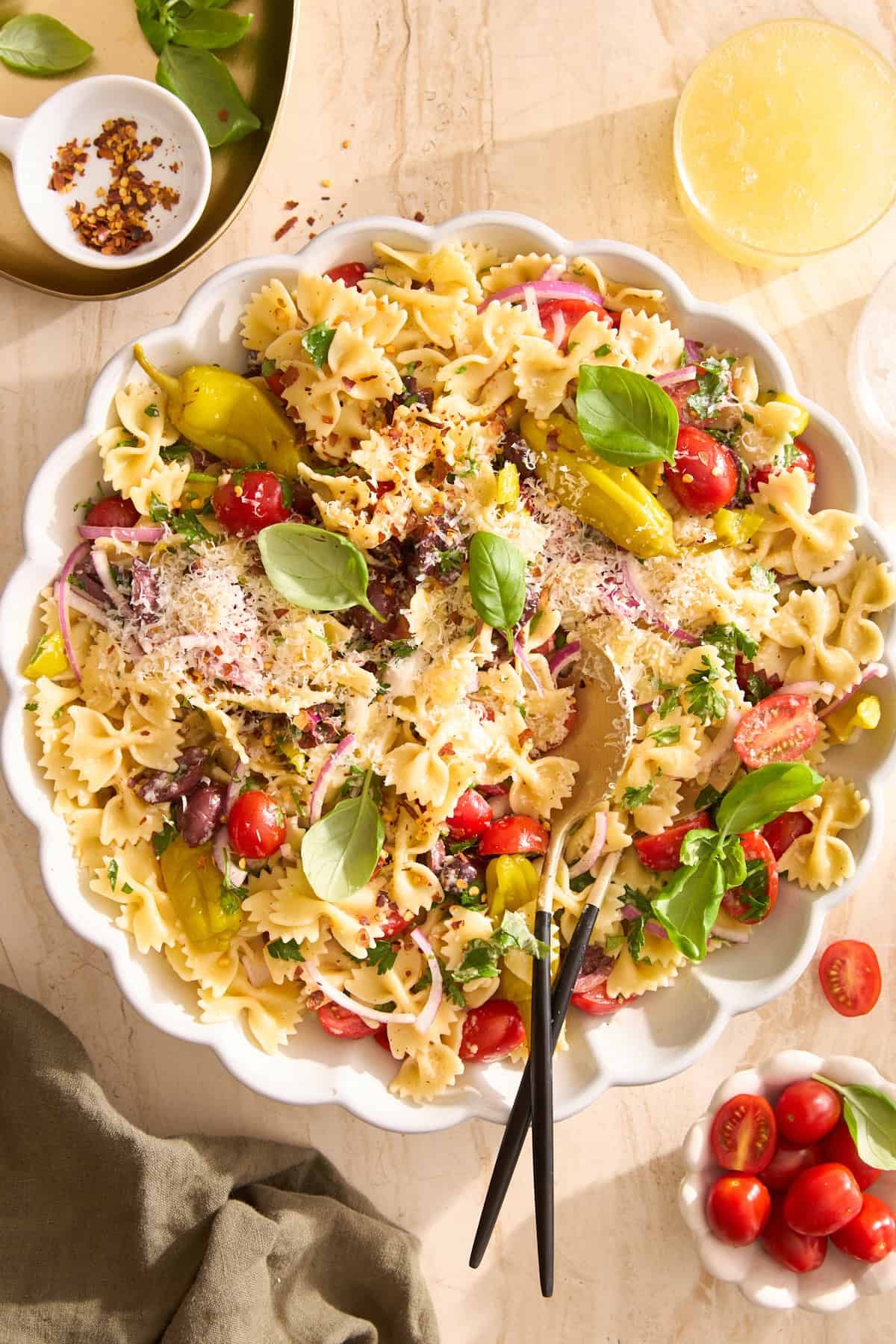Warm Italian Pasta Salad dish