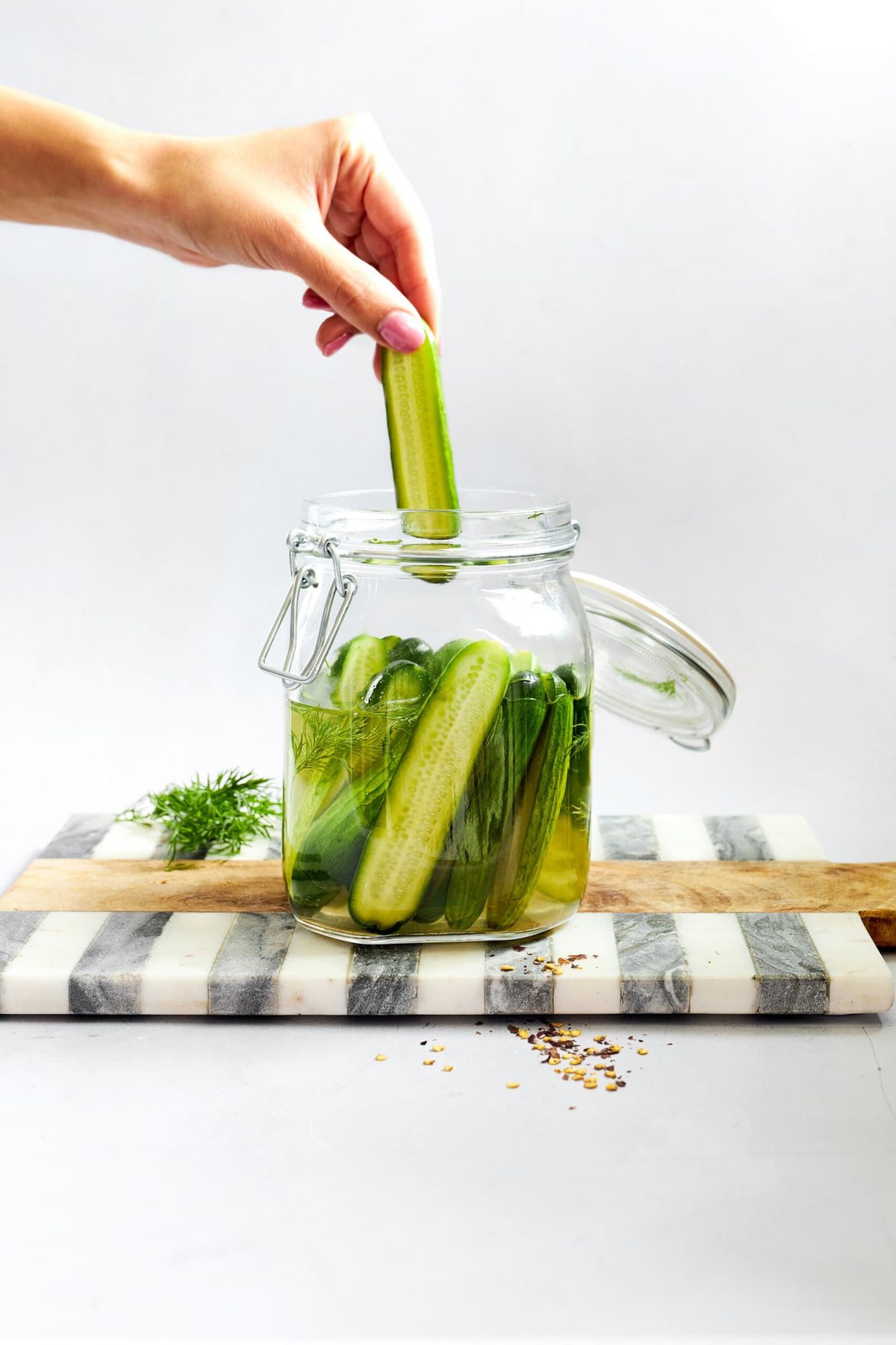 Marinated Cucumbers at the Table