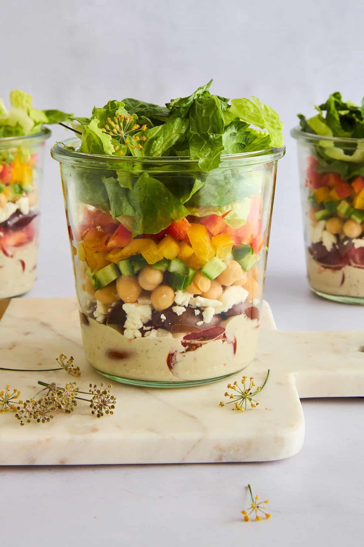 Mason jar Greek salad jars.