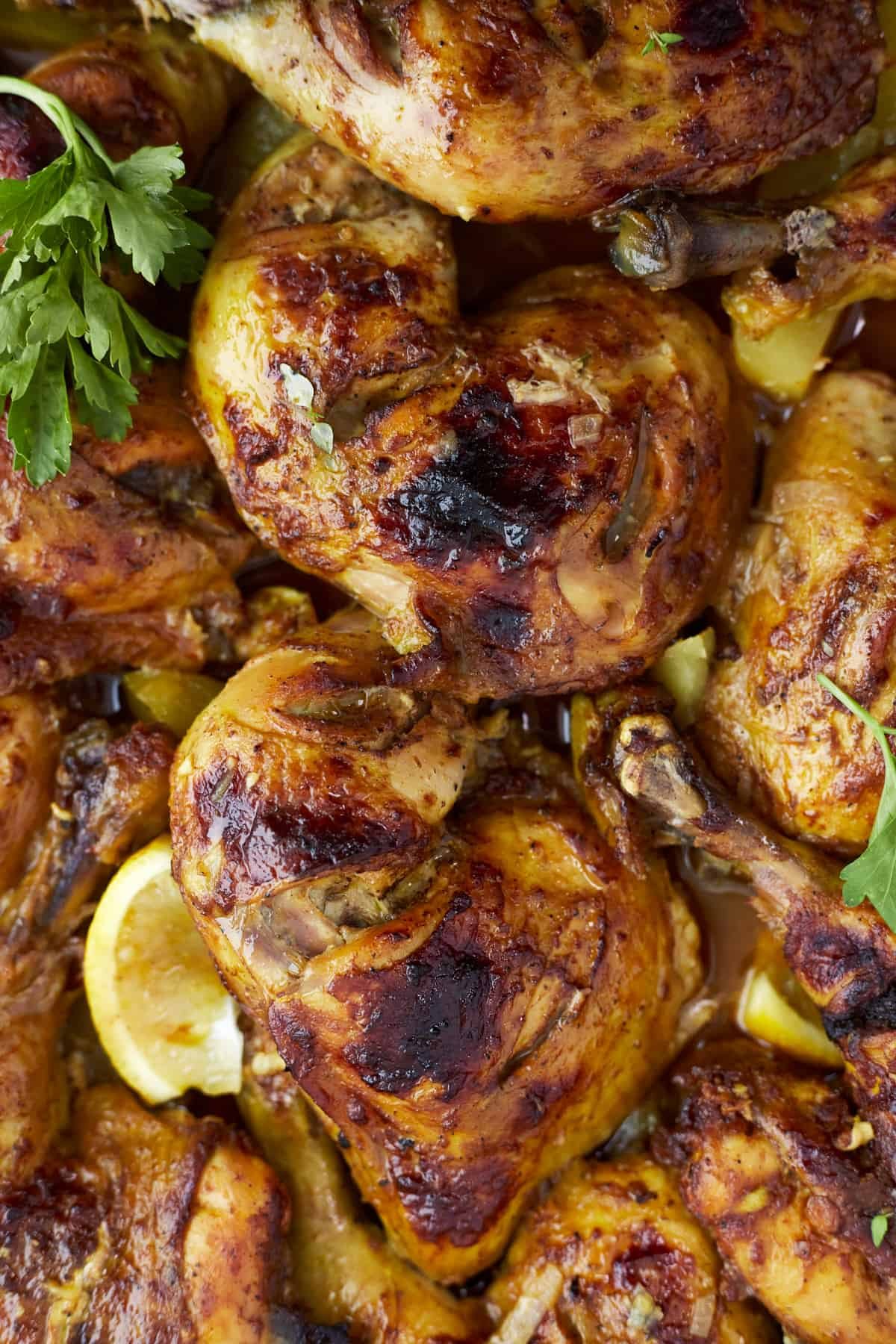 Chicken and potatoes.