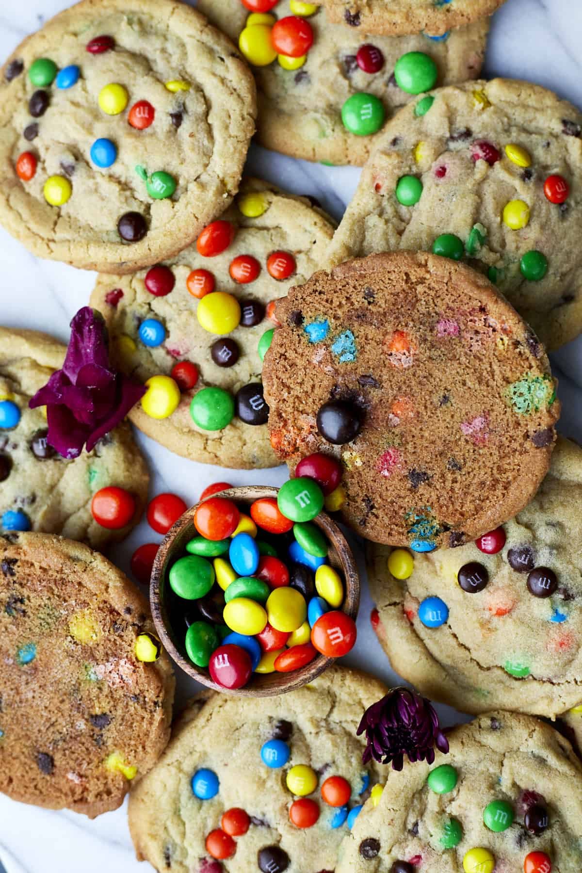Simple Soft-Baked M&M Cookie dish