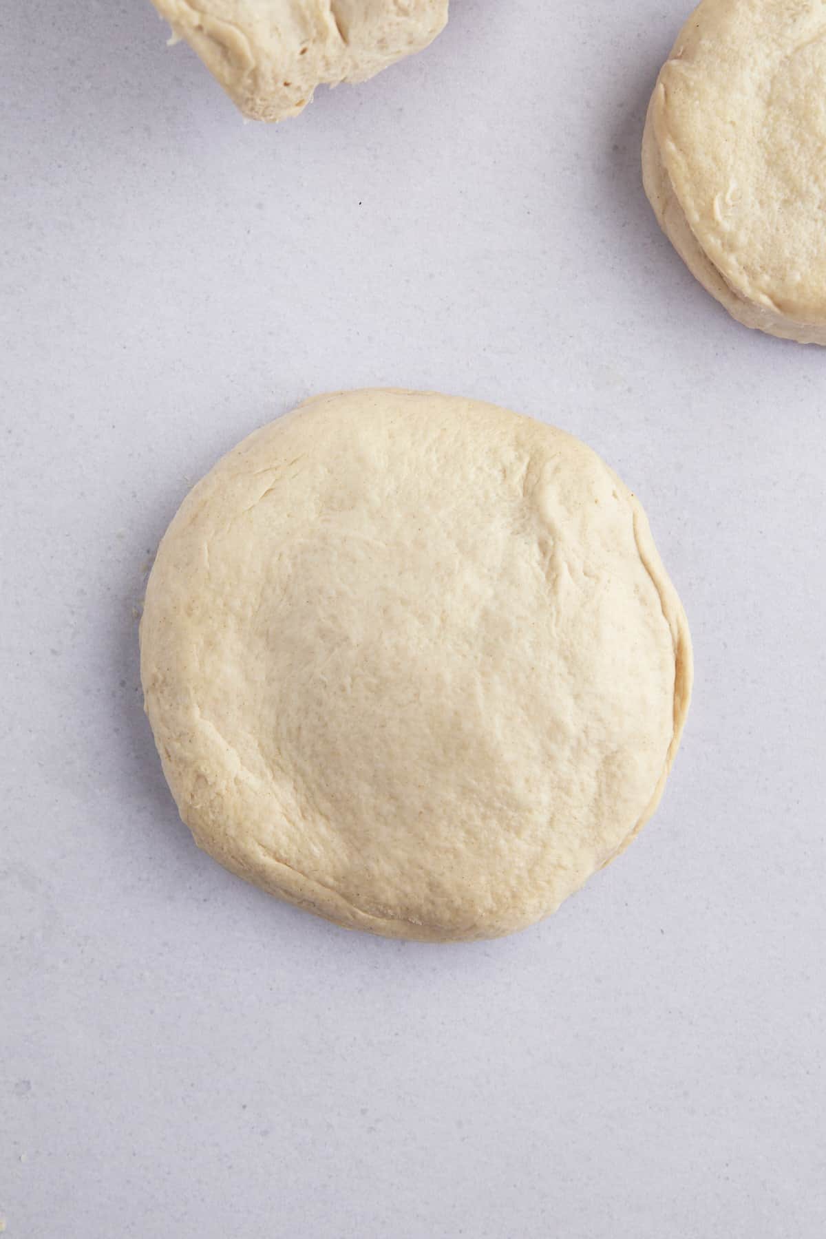 Two pieces of raw biscuit dough fused together and stuffed with Nutella.