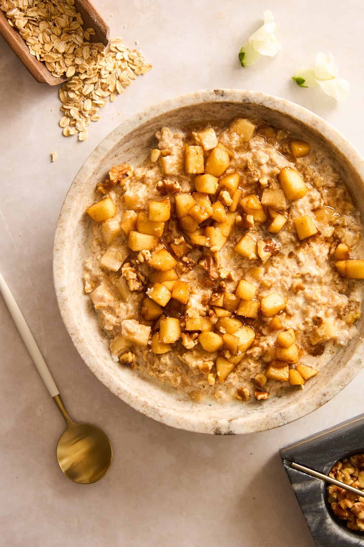 One Pot Apple Cinnamon Oatmeal at the Table