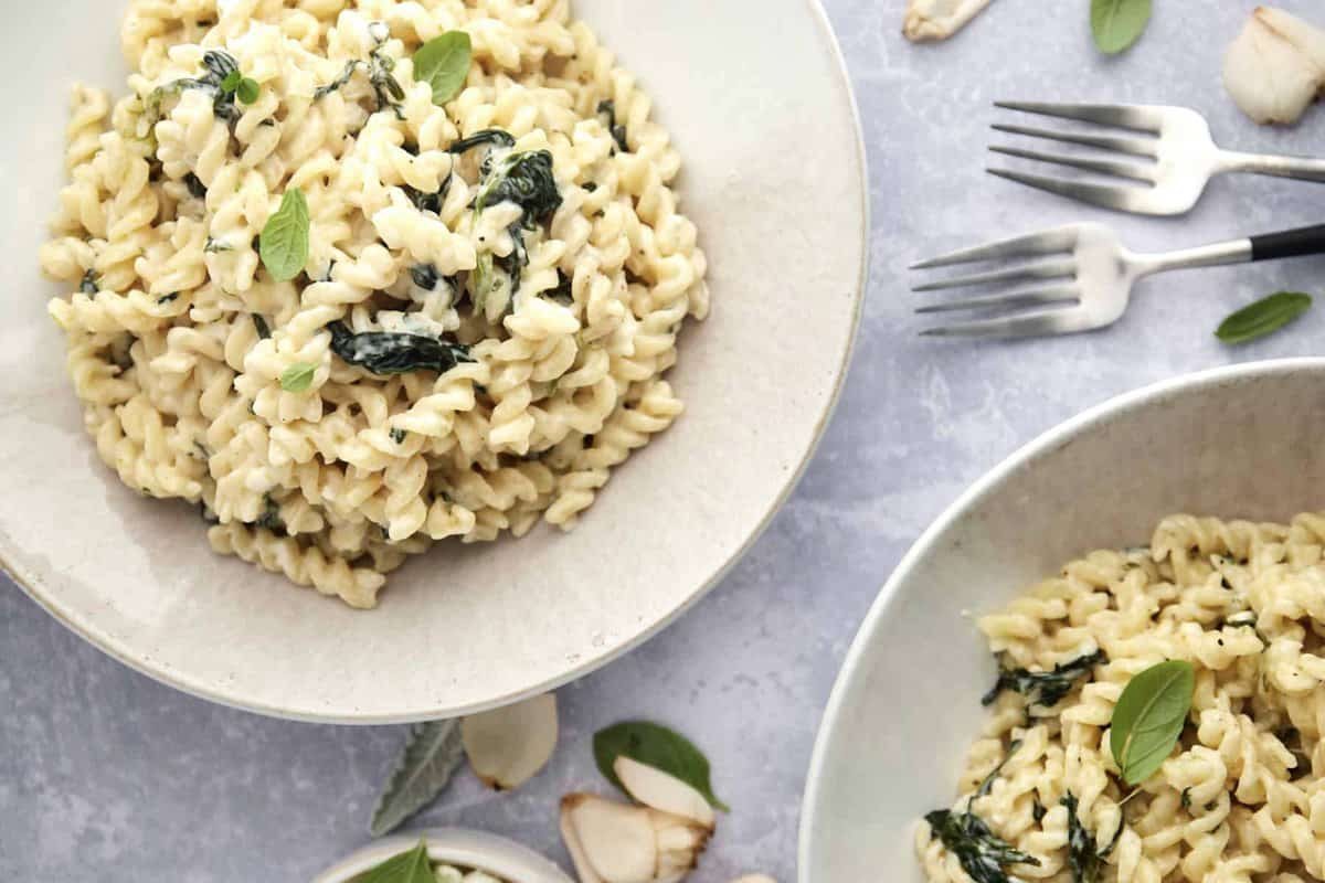 One Pot Spinach and Feta Pasta at the Table