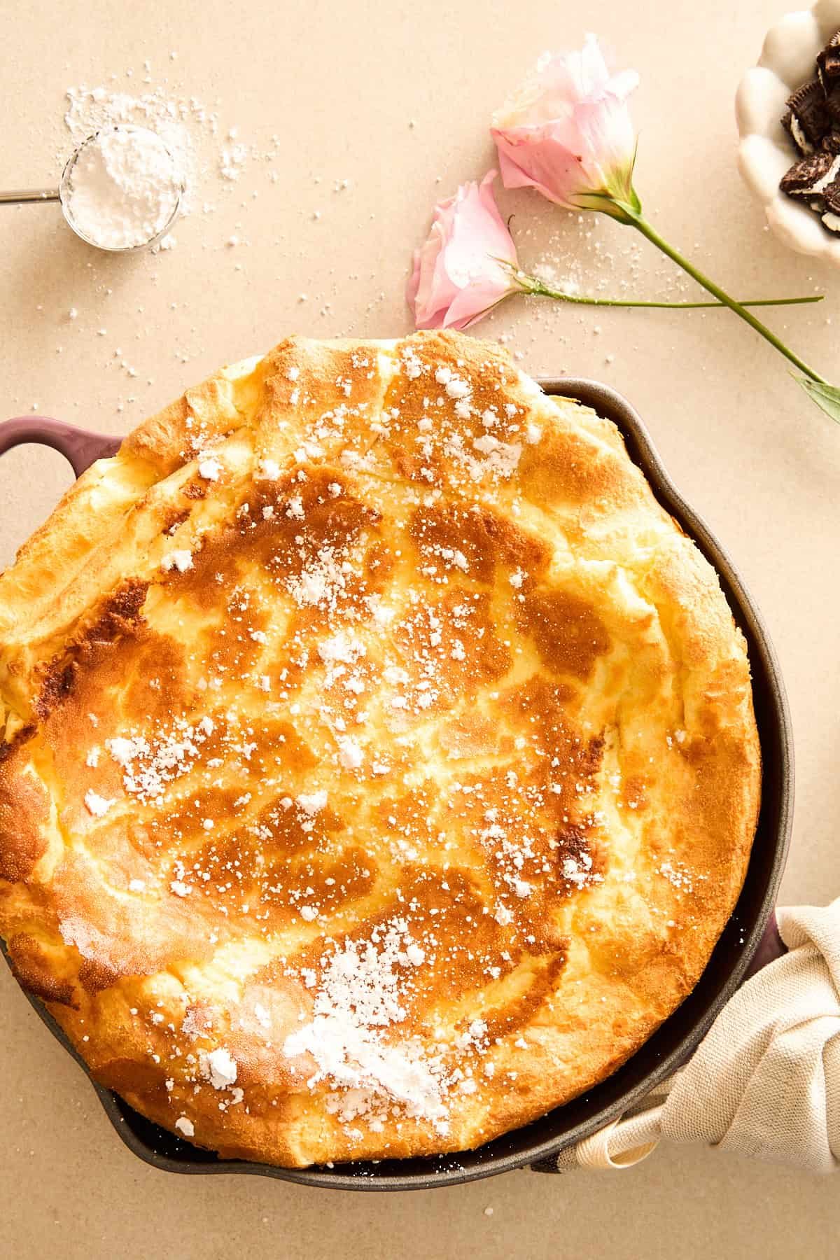 Dutch Baby Pancake with Oreo Cookies at the Table