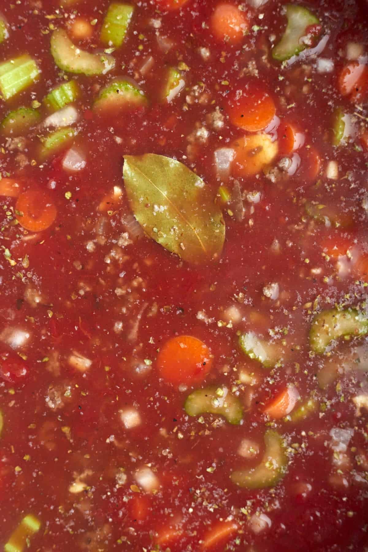 close up image of pasta and beans soup.