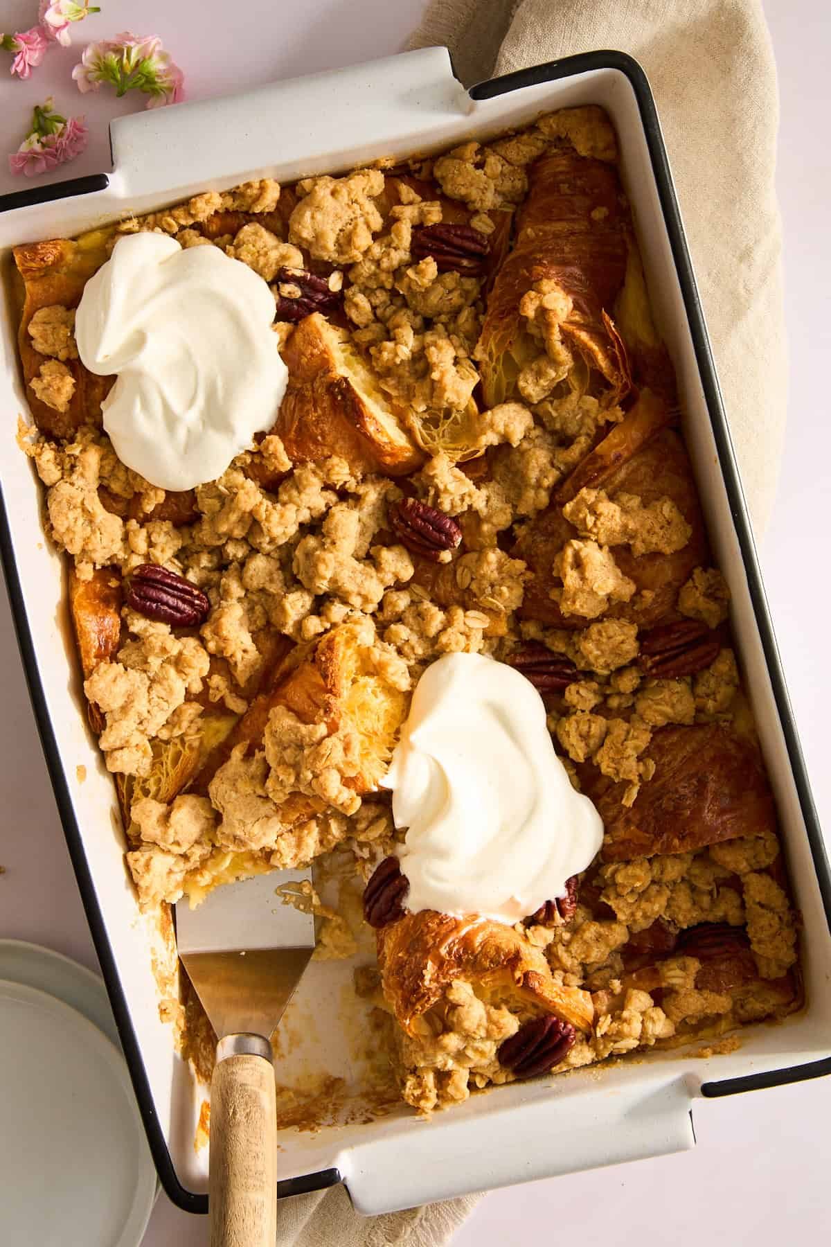 Pecan Pie Croissant Bread Pudding at the Table