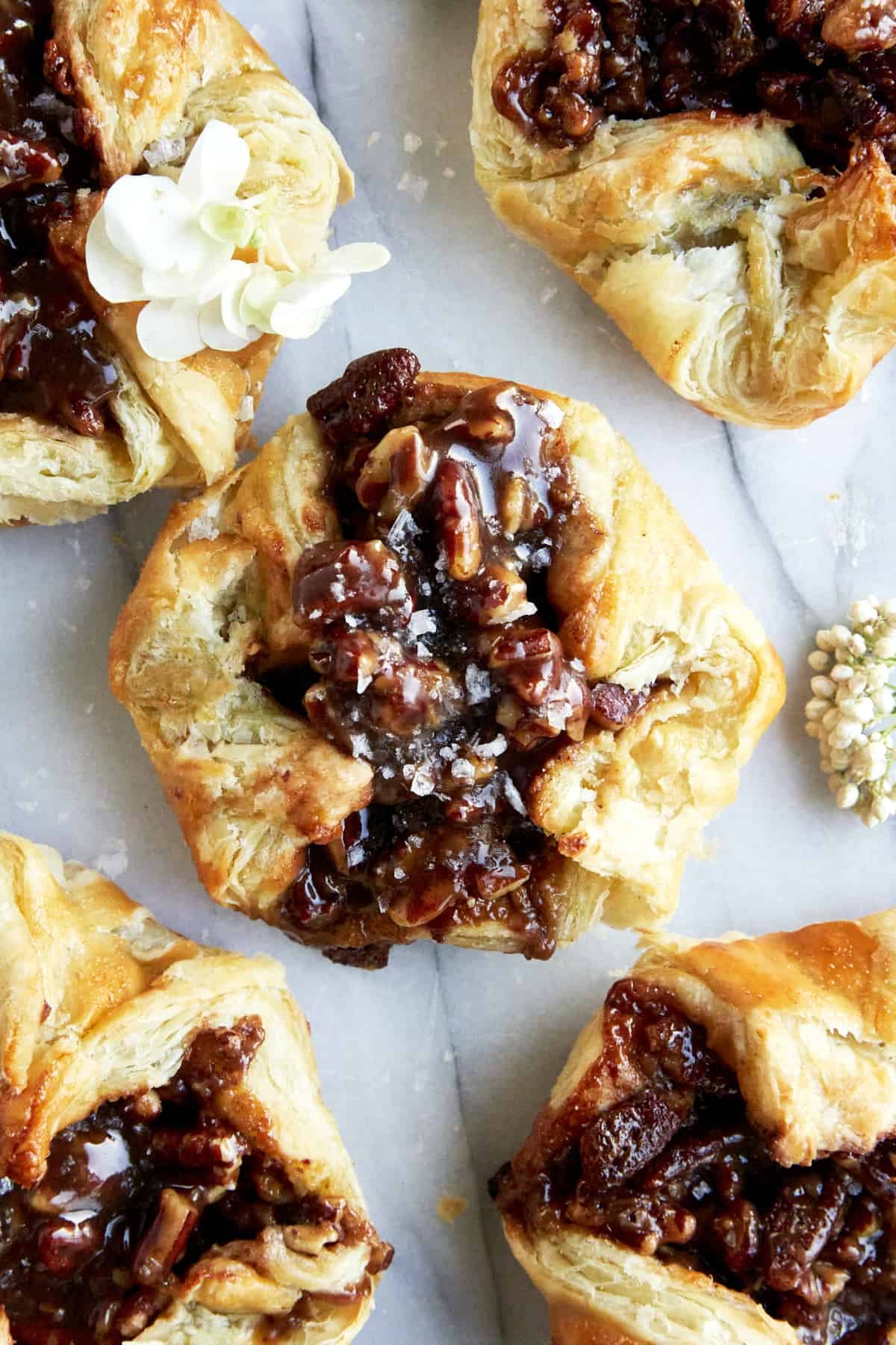 Pecan pie puff pastry bites.