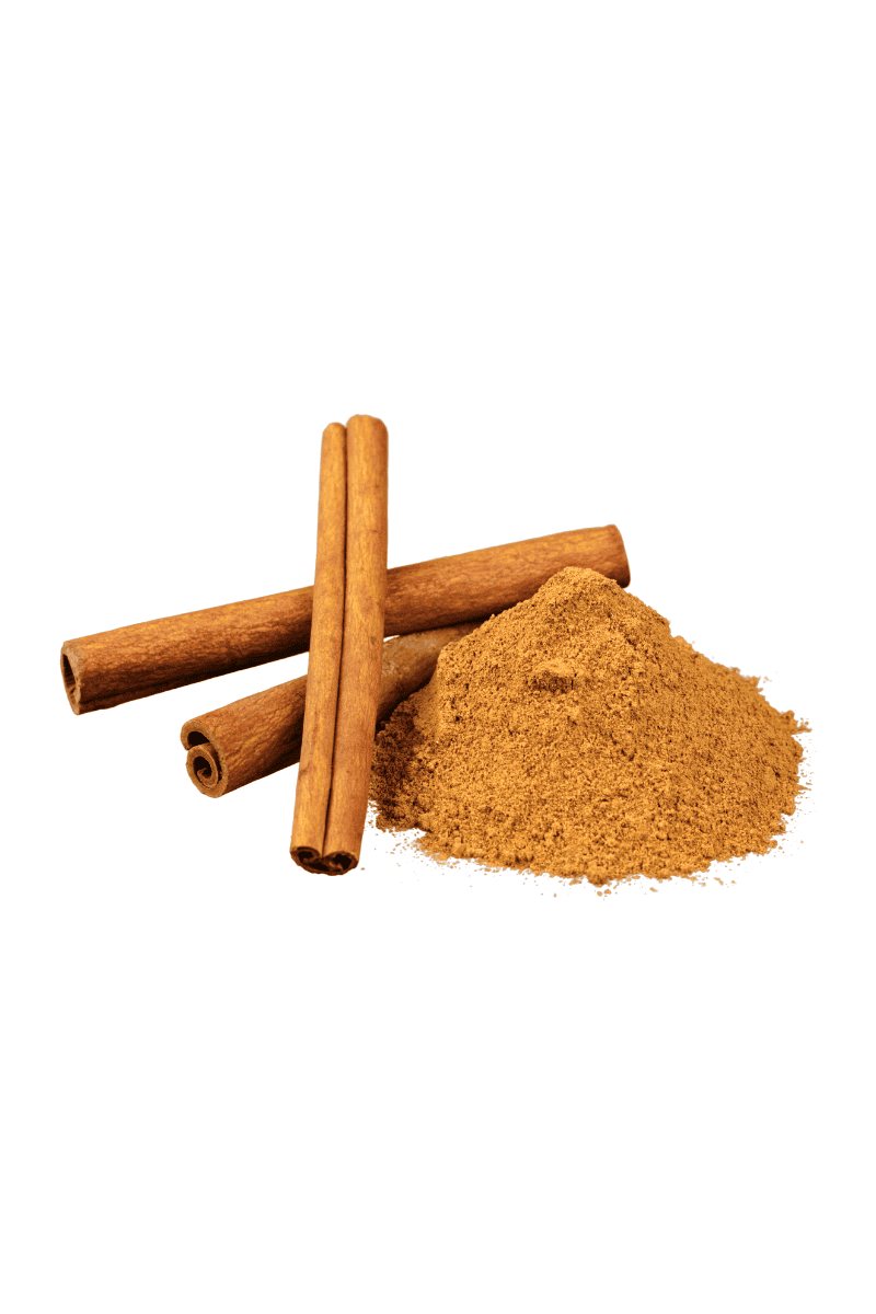 Cinnamon powder and cinnamon sticks.